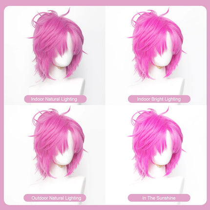 Cosplay Wig Machi Anime Wig Rose-red Game Role-Play Wig Grab Ponytail Synthetic Wig for Anime Party Masquerade Carnival Cosplay