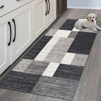 VIKAMA Kitchen Entryway Non-Slip Mat, Machine-Washable Long Runner for Bedside Use, Modern Geometric Home Decor Rug bedroom