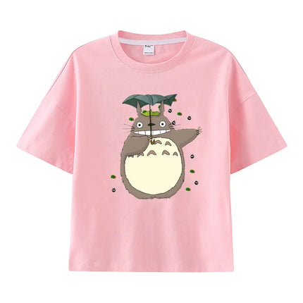 Summer Cartoon Miyazaki Totoro Print Children's Cotton T-shirt Short-sleeve Street Fashion Girls Clothes Cute Funny Kid Tees Top