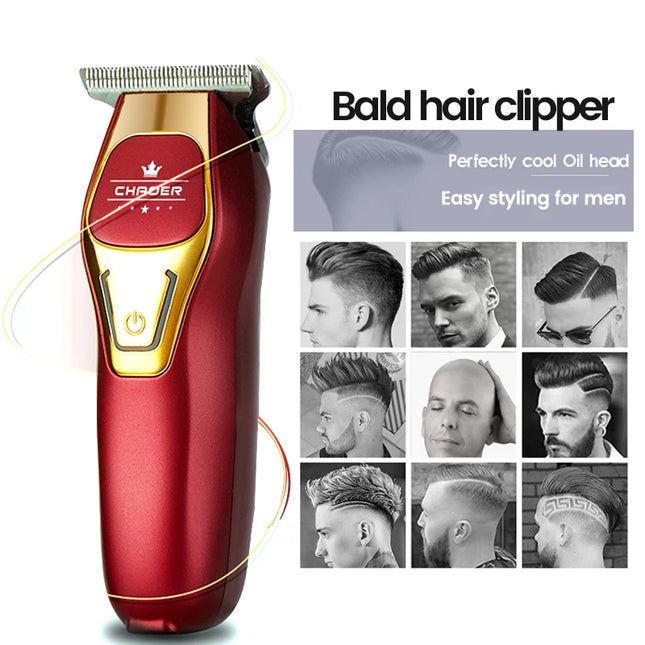Powerful Professional Hair Trimmer for Men, 0 MM T-Blade Electric Clipper, Rechargeable Barber Haircut Machine, Beard Trimmer and Shaver