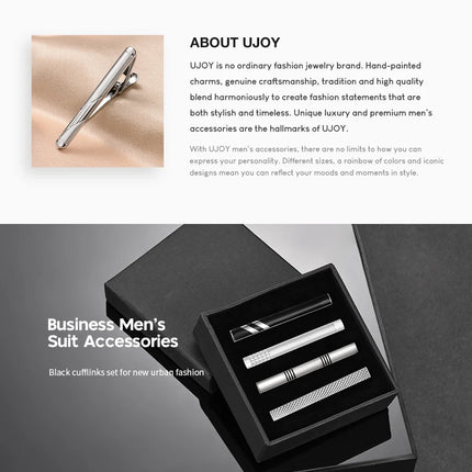 Tie Clip For Men Business Party Minimalist Tie Clips And Cufflinks To Man Shirt Gift Box Jewelry Men's Cuff Man Fashion Lawyer