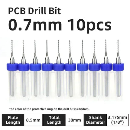 PCB Drill Bit 10pcs Tungsten Steel Micro Diameter Drill Bit Set 1/8 "Fixed Handle Mini Cnc Drill Bit 0.1-3.175mm