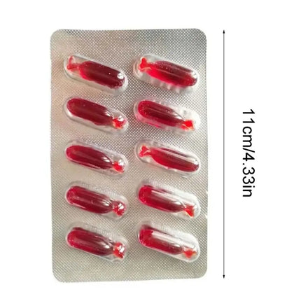 10Pcs Scary Halloween April Fools Day Vampire Party Props Trick  Prank  Fake Blood Pills Hematemesis Capsules