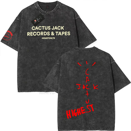 100% Cotton Oversized T Shirt For Men Women HipHop Washed T Shirts cactus jack Short Sleeve Gift Tops look mom i can fly K39