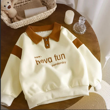 Autumn Wear Long Sleeve Turn-down Collar Sweatshirt Loose Fit Children's Polo Shirt for Boys Spring Summer New Arrival