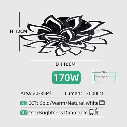 IRALAN Nordic Minimalist Ceiling Light With Remote Control Living Room Modern Creative Petal Design Ceiling Lamp Fixture Bedroom