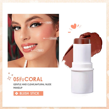 QIBEST Multi-functional Makeup Balm Pearlescent Highlights Stick Cheek Blush Brighten Highlight Stick Lip Balm Contour Pen