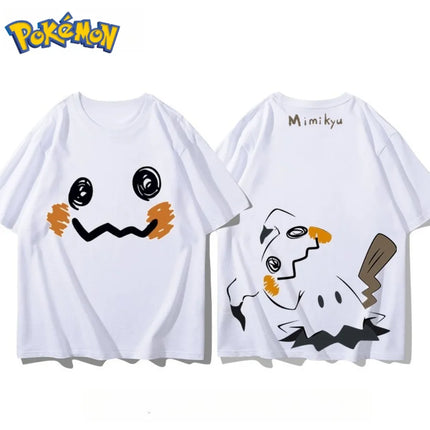 Men's New Pokémon Mimikyu Front and Rear Printed T-shirt Men's and Women's Summer New  Loose Casual Versatile Short-sleeved Top
