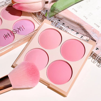 Smart 4-Color Matte Blush Palette – Natural Glow, Easy to Blend, Lightweight Cheek Color for Nude Makeup & Festival Looks