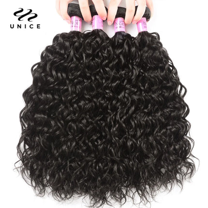 UNice Water Wave Bundles 1/3Pcs Natural Color 100% Human Hair Bundles Virgin Human Hair 100Grams Bundle Sew-in Hair Extensions