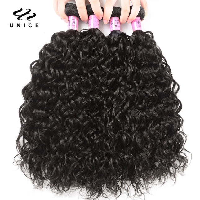 UNice Water Wave Bundles 1/3Pcs Natural Color 100% Human Hair Bundles Virgin Human Hair 100Grams Bundle Sew-in Hair Extensions