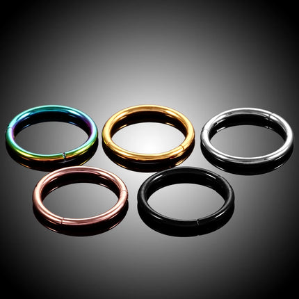 1Pc 316L Stainless Steel Nose Septum Clicker Hinged Segment Ring Nose Hoops Lip Ear Cartilage Ear Helix Body Piercing Jewelry