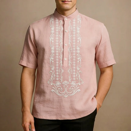2026 Men's Linen Short Sleeve Shirt Ethnic Plant Totem HD Printed Shirt Hawaiian Outdoor Fishing Men's Clothing Fast Shipping