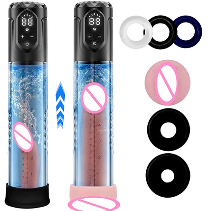 Electric Pump Male Sex Toy, Men's Sex Toy, 5 Suction Modes and 5 Training Pressure Levels, Automatic Penis Sleeve with Mini Pock
