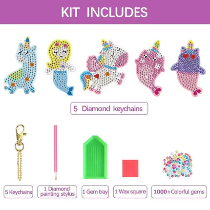 5D Diamond Painting Kit DIY Crafts Easter Basket Stuffers Gifts for Girls Kids Ages 3-12 Party Favors Bag Pendant Toys