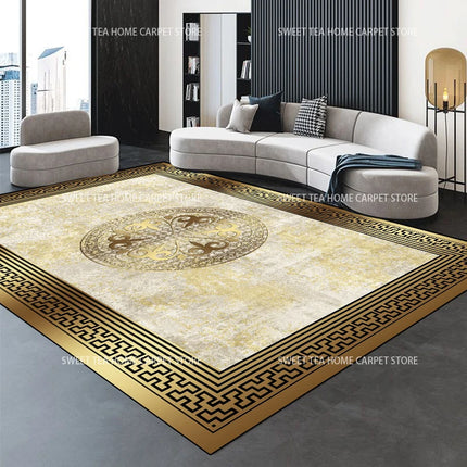 Modern Golden Luxury Carpet Large Living Room Decoration Home Rugs Non-slip Bedroom Mat Customizable Coffee Table Lounge Rugs