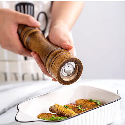 5" 8" 10" Salt and Pepper Grinder, Solid Wood Spice Pepper Mill with Strong Adjustable Ceramic Grinder Kitchen Cooking Tools