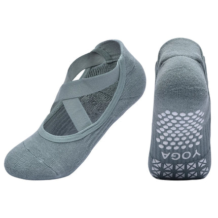 Women Non-Slip Yoga Socks Silicone Indoor Cotton Bandage Backless Pilates Fitness Sock Ladies Ballet Dance Sports Grippers Socks