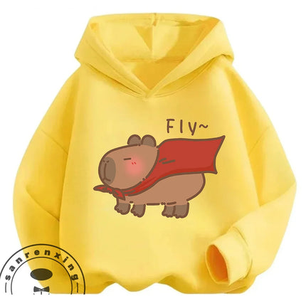 Kids Capybara Street Casual Hoodie Boys Girls Autumn Winter Cute Kawaii Fashion Cartoon Outdoor Tops 3 14 Years