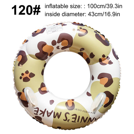 1PC Leopard Print Pool Float, Adults Inflatable Tube, Animal Patterns Swimming Rings Inner Tubes Glitter Pool Floats