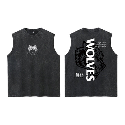 2026 Darc Wolves Sport Vintage Washed Vest Tees Gym Bodybuilding Fitness Sleeveless T Shirts Basketball Workout Darcs Tank Tops