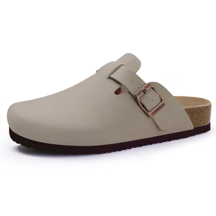 Litfun Suede Cork Clogs For Women Men Genuine Summer Clogs with Arch Support Cork Leather House Mules Shoes Thick Beach Sandals