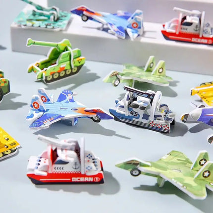 30Pcs 3D Tank Plane Paper Jigsaw Puzzles Toys for Kids Boy hobby Birthday Party Favors School Rewards Treat Bag Pinata Filler