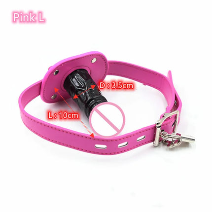 Fetish Bondage Sex Toys of Silicone Penis Plug with BDSM Slave Restraint Open Mouth Gag for Women Adult Game Intimate Goods
