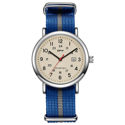 2026 TPW Field Watch Easy Reading Fabric Strap 24 Hours Display Quartz Movement Day function