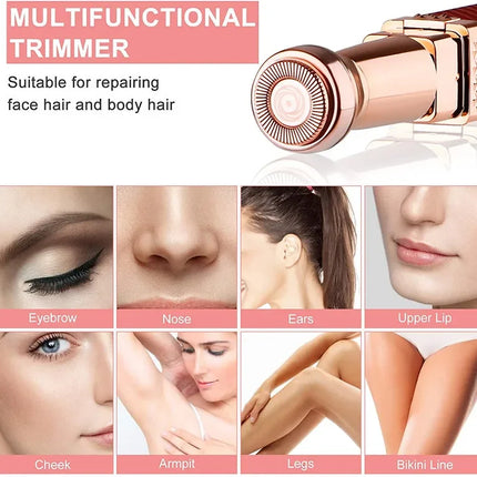 2 in 1 Women's Electric Epilator USB Charging Portable Hair Remover Bikini Painless Shaver for Women Body Facial Eyebrow Trimmer