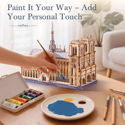 Robotime Rokr 3D Puzzle Paris Cathedral Wooden Model Kit for Adults to build DIY Toy Building Construction Craft Kits Ideal Gift