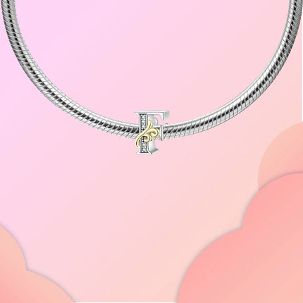 925 silver 26 letters retro fashion golden pendant fit original bracelet charm beads necklace Diy female jewelry