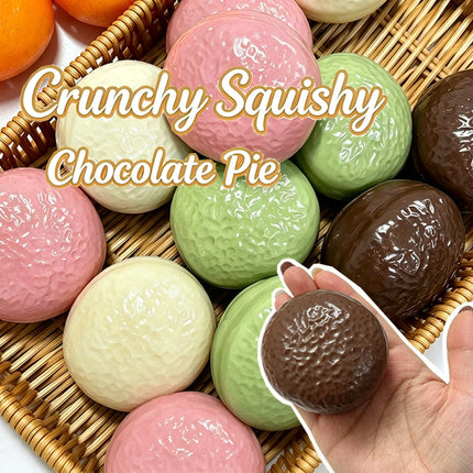 Chocolate Pie Squishy Stress Ball Fidget Toy Crunchy Squeeze Toy Round Blocks Filled ASMR Stress Relief  Holiday Gifts