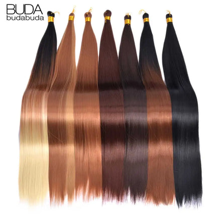 26 Inch Bone Straight Braiding Hair Synthetic Crochet Braids Hair Extensions Silky Pre Stretched Box Braids Hair Ombre Black