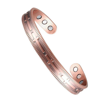 European and American Copper Vintage Simple Double Ring Pattern Magnet Energy Ring Bracelet Set