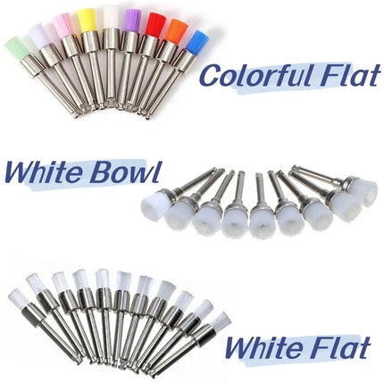 100Pcs/Bag Dental Prophy Brush Tooth Polishing Brushes Latch Screw Type Nylon Bristle Brush for Stain Removal and Polishing