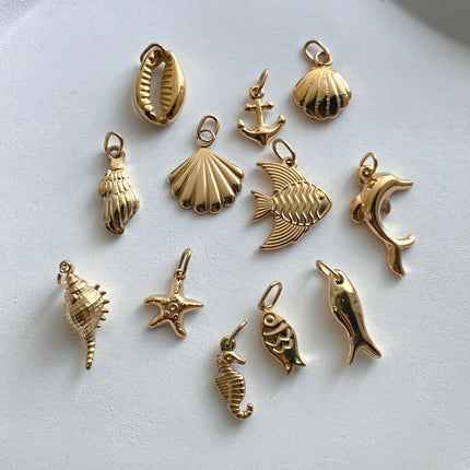 Stainless Steel charms Ocean shell conch golden pendant Summer beach Handmade Necklace Bracelet DIY charms for jewelry making