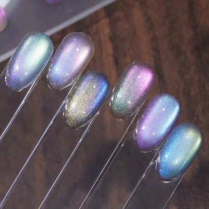 6PCS 2026 New Trendy Nail Art Fashion Phototherapy Iceland Aurora Blue-Green-Purple Cat Eye Gel Magnetic Powder Gold Nail Polish