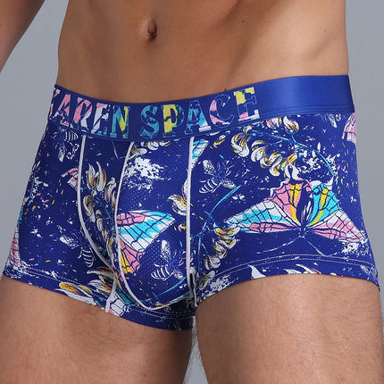 Men's Breathable Ice Silk Printed Boxer Briefs Underwear Fashionable Male Panties Comfortable Calzoncillo Hombre