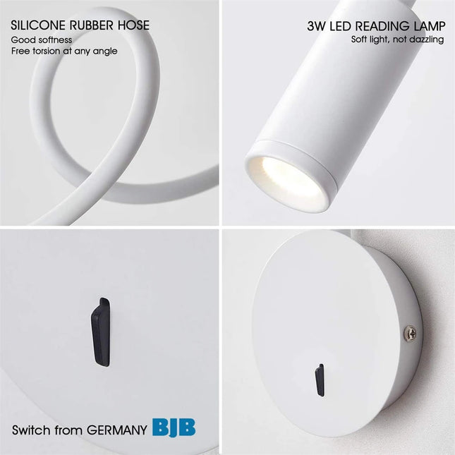 Tokili LED Lamp for Reading Books Interior Wall Decor Night Lamp Sconce Indirect Luminaire Working Study 3W Focus LED AC100-240V