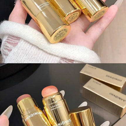 SHAQINUO Velvet Matte Smooth Blush Stick Long-lasting Brown Tone for Autumn & Winter Natural Makeup Effect And Easy To Apply
