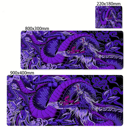 Black and White Dragon Large Mouse Mat Gaming Mousepad Big Rubber Base Mouse Pad Purple Deskpad Eyboard Mats Mousepads 400x900