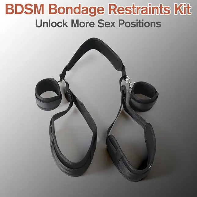 SM Adult Couple Game Sex Bondage BDSM Kit Bed Restraints Set Handcuffs Neck Thigh Ankle Adjustable Sex Toy For Women No Vibrator
