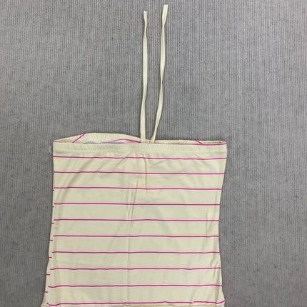 Girls' style striped color matching retro pleated design neck vest slim backless sexy 2026 new stylish ladies spice vest