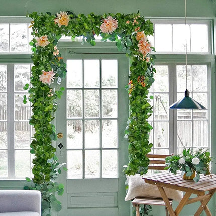 Home Decor Artificial Ivy Leaf Garland Plants Vine Fake Foliage Flowers Creeper Green  Leaf Ivy Wreath