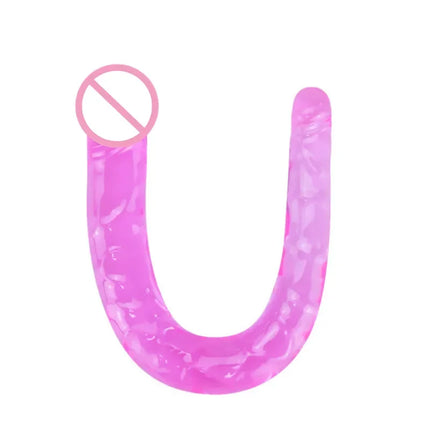 1PC Pink Soft Jelly Double dildo Vaginal Artificial Sex Toy Store Couple Female Gay Masturbator Anal Plug U-shaped