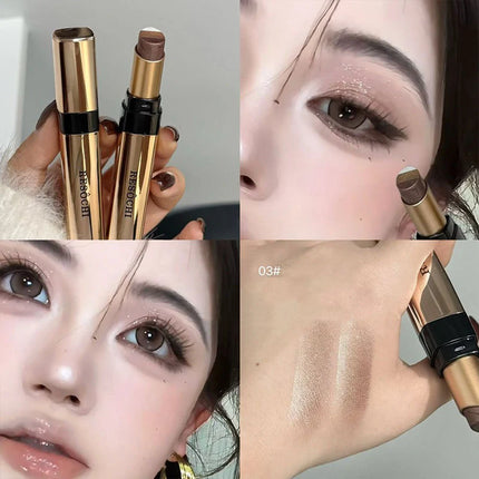 3 in 1 Pearly Highlighter Eyeshadow Stick Makeup Waterproof Long Lasting Glitter Eyeshadow Eyeliner Lazy Quick Makeup Cosmetics