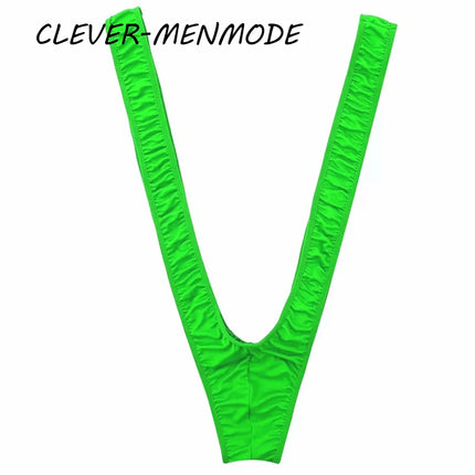Sexy Men's Erotic Lingerie Swimsuit Straps Borat Mankini One-Piece V Sling Stretch Singlet Bodysuit Panties Stretch