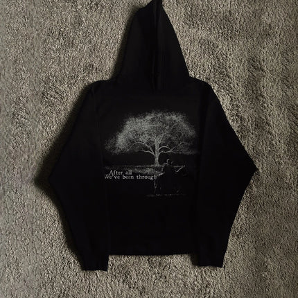 Summer New Printed Pocket Less Sweatshirt Long Sleeved Pullover Hoodie Retro Jacket Street Wear Y2K