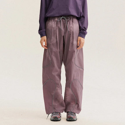 Men Outdoor Lightweight Functional Reflective Stripe Quick Dry Ultra Loose Casual Cargo Pants Women Oversize Baggy Pant Trouser